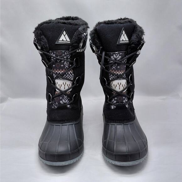 Mishansha Womens Snow Boots Size 9.5 Black Waterproof Winter Lace Up Fur Lined - Picture 7 of 15